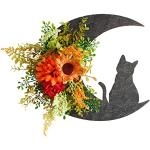 Schwarze Runde Halloween Girlanden mit Katzenmotiv aus Kristall 