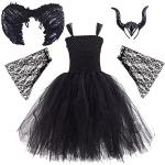 Schwarze Dornröschen Maleficent Vampir-Kostüme aus Kunstleder für Kinder 