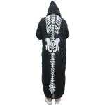 Halloween Kostüm Skelett-Umhang - schwarz mit Skelettmuster - 140cm