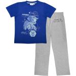 Blaue Melierte Lange Kinderschlafanzüge aus Baumwolle für Jungen Größe 122 