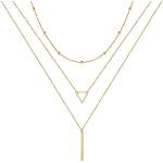 Reduzierte Nickelfreie Zweireihige Halsketten & Mehrlagige Halsketten vergoldet aus Gold 14 Karat für Damen 