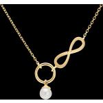 Reduzierte Weiße Edenly Perle Infinity Ketten & Unendlich Ketten aus Gelbgold 9 Karat mit Echte Perle für Damen 