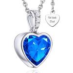 Blaue Silberketten mit Namen aus Silber mit Zirkonia graviert für Damen zum Valentinstag 