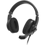 Hama Headset mit Mikrofon (kabelgebundene Kopfhörer 3,5mm Klinkenanschluss, Aux, Stereo Headphones mit Kabel, Over Ear PC-Kopfhörer mit Mikrofonarm und Neckband, 2m Audiokabel) schwarz
