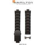 Schwarze Hamilton Khaki Armbanduhren aus Edelstahl mit Metallarmband 