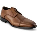 Hellbraune Business Hamlet Karree Derby Schuhe mit Schnürsenkel in Schmalweite aus Glattleder leicht für Herren Größe 40 