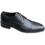 Schwarze Business Hamlet Karree Derby Schuhe mit Schnürsenkel in Schmalweite aus Glattleder leicht für Herren Größe 45 