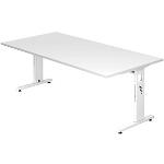 HAMMERBACHER Gradeo höhenverstellbarer Schreibtisch weiß rechteckig, C-Fuß-Gestell weiß 200,0 x 100,0 cm