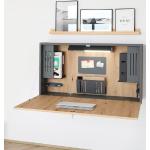 Hammerbacher Wandschreibtisch - Mini Home Office / Größe: 120x26x65 cm (BxTxH) / Farbkombination: Graphit/Asteiche