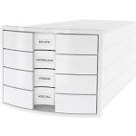 HAN Schubladenbox IMPULS 2.0 mit 4 geschlossenen Schubladen für DIN A4/C4 inkl. Beschriftungsschilder, Auszugsperre, möbelschonende Gummifüße, Design in premium Qualität, 1012-12, weiß