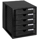 HAN Schubladenbox System-Box schwarz DIN C4 mit 5 Schubladen