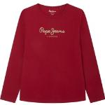 Rote Unifarbene Langärmelige Pepe Jeans Hana Longsleeves für Kinder & Kinderlangarmshirts mit Glitzer für Mädchen 