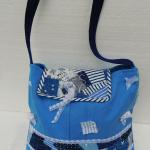 Blaue Hobo Bags mit Klettverschluss aus Baumwolle mit Innentaschen für Damen 
