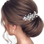 Silberne Elegante Haarkämme Hochzeit mit Perlen aus Kristall mit Strass handgemacht für Damen für die Braut 