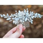 Silberne Elegante Haarschleifen aus Kristall mit Strass handgemacht für die Braut 