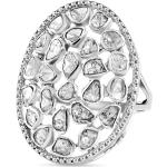 Reduzierte Weiße Silberringe aus Silber mit Diamant für Damen 