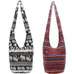Schwarze Hippie Damenschultertaschen & Damenshoulderbags aus Baumwolle schmutzabweisend 