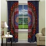 Violette Boho Raumteiler Vorhänge mit Mandala-Motiv aus Baumwolle 