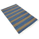 Reduzierte Blaue Minimalistische Kelim Teppiche aus Wolle 
