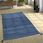 Reduzierte Blaue Moderne Kelim Teppiche aus Baumwolle 