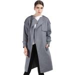 Graue Maxi Trenchcoats lang aus Wolle Handwäsche für Damen Größe M für den für den Winter 