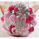 Rosa Broschen aus Satin handgemacht für die Braut 