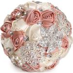 Rosa Broschen aus Satin mit Echte Perle handgemacht für die Braut 