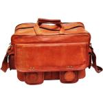 Braune Vintage Messenger Bags & Kuriertaschen mit Reißverschluss aus Leder mit Laptopfach für Herren klein 