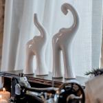 33 cm Elefanten Figuren mit Ornament-Motiv aus Keramik 
