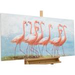 Reduzierte Pastellrosa Leinwandbilder mit Flamingo-Motiv aus Acrylglas 60x120 