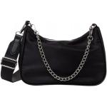Schwarze Unifarbene Kleine Handtaschen mit Reißverschluss für Damen 