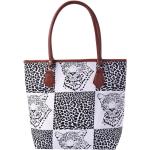 Reduzierte Weiße Animal-Print Messenger Bags & Kuriertaschen mit Reißverschluss aus Kunstleder mit Außentaschen für Damen 