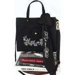 Schwarze Gothic Vegane Damenschultertaschen & Damenshoulderbags mit Reißverschluss aus Canvas Klein 