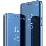 Schwarze Samsung Galaxy A14 Hüllen 2023 Art: Flip Cases mit Bildern aus Leder mit Spiegel 