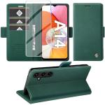 Grüne Samsung Galaxy A14 Hüllen 2023 Art: Flip Cases mit Bildern aus Leder mit Schutzfolie 