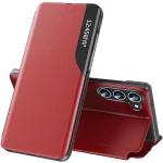 Rote Elegante Samsung Galaxy S24+ Hüllen Art: Flip Cases mit Bildern aus Leder klappbar 