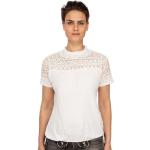 Offwhitefarbene Kurzärmelige Hangowear Rundhals-Ausschnitt T-Shirts aus Spitze für Damen Größe 3 XL 