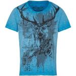 Blaue Kurzärmelige Hangowear V-Ausschnitt T-Shirts aus Baumwolle für Herren Größe 3 XL 