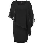 Reduzierte Schwarze Elegante Ärmellose Midi Chiffon-Abendkleider mit Reißverschluss aus Chiffon für Damen Größe L Große Größen für den für den Sommer 