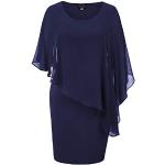 Reduzierte Marineblaue Elegante Midi Chiffon-Abendkleider mit Reißverschluss aus Chiffon für Damen Größe L Große Größen für den für den Sommer 