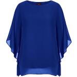 Royalblaue Vintage Tunika-Blusen aus Chiffon für Damen Größe XXL Große Größen für den für den Herbst 