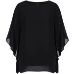 Reduzierte Schwarze Vintage Tunika-Blusen aus Chiffon für Damen Übergrößen Große Größen für den für den Herbst 