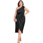 Reduzierte Schwarze Unifarbene Elegante One Shoulder Kurze Abendkleider für Damen Größe L Große Größen für Partys für den für den Sommer 