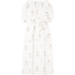 Reduzierte Weiße Blumenmuster Kurzärmelige Hannah Mini Minikleider & kurze Kleider aus Leinen für Damen Einheitsgröße 
