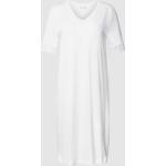 Weiße Halblangärmelige Hanro Midi Damennachthemden aus Baumwolle Größe L 