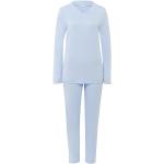 Hellblaue Unifarbene Hanro Damenschlafanzüge & Damenpyjamas aus Baumwolle Größe XL 