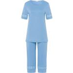 Blaue Hanro Damenschlafanzüge & Damenpyjamas aus Baumwolle Größe XS 