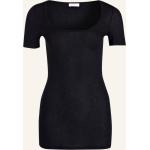 Schwarze Kurzärmelige Hanro Ultralight T-Shirts aus Baumwolle für Damen Größe XS 