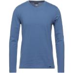 Reduzierte Blaue Unifarbene Langärmelige Hanro Langarm-Unterhemden aus Jersey für Herren Größe S 