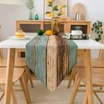 Reduzierte Grüne Gestreifte Moderne Tischläufer aus Holz 